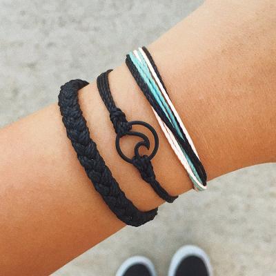 China New Style Environmentally Friendly Knit Bangles Bohemia Sea Wave Shape Bracelet Set For Women Fashion Jewelry (KB8010) for sale