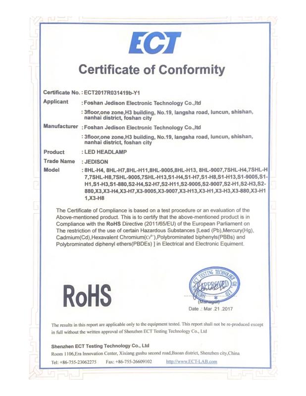 RoHS - Foshan Jedison Electronic Technology Co., Ltd.