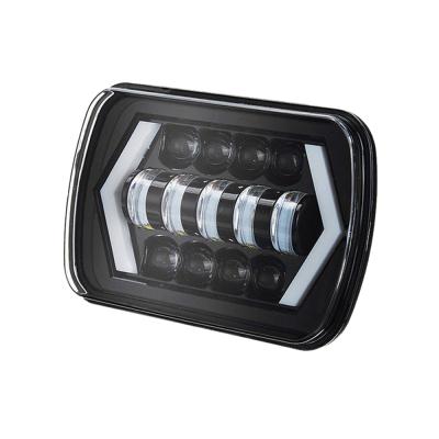 China Automotive Led Headlight 7X6 Inch Inch Halo Led Headlights 5X7 Square Led Headlight With-Arrow Depth Drl Turn On Signal Light for sale