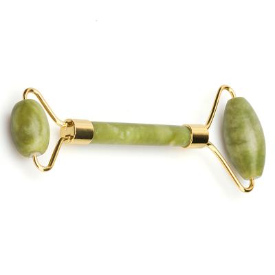 China Authentic Green Quartz Xiuyan Jade Roller Massager 100% Natural Portable/Hand Held Jade Stone Face Roller Facial for sale