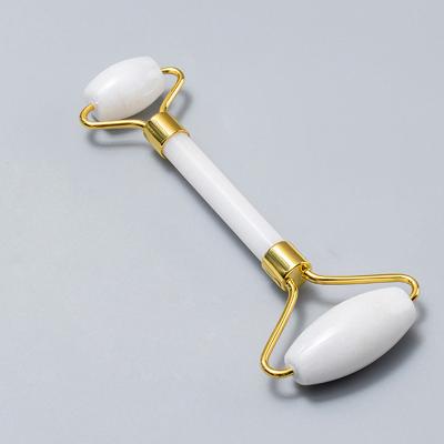 China Factory Wholesale Portable Natural Massage Roller Whitening For Face White Quartz Anti Aging Jade Roller for sale