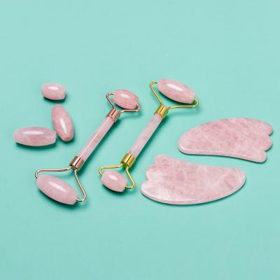 China Whitening Dianjue Factory Rose Quartz Jade Roller For Face Jade Roller Gua Sha Set Anti Aging for sale