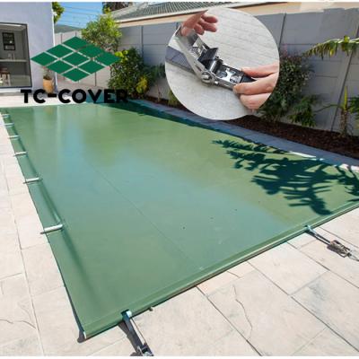 China PVC Coated 100% Polyester Solid Safety Pool Covers For Swimming Pool , Safety Pool Cover Oval Tube 100% PVC Coated Polyester -30°C-+70°C LD-K036 400gsm-1200gsm LANDY for sale