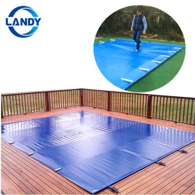 China 100% Solid PVC Polyester Cover Safety Hook Pool Safe Winter Solid Automatic Coated Cover for Large Pools 100% PVC Coated Polyester for sale