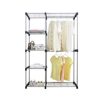 China Sustainable Collapsible Double Rod Freestanding Garment Clothes Organizer Cabinet for sale