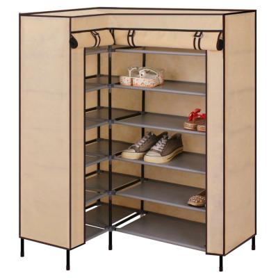 China New Design Foldable Home Furniture Corner Shoe Rack With Cover for sale