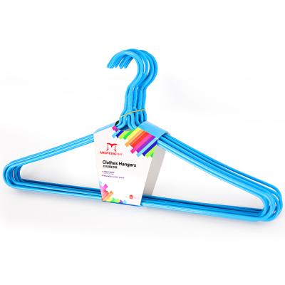 China Save Space Cheap Colorful Metal PE Coated Clothes Hanger for sale