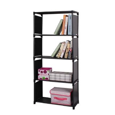 China Foldable Bedroom Furniture 4 Tier Shelf Storage Rack With Long Plastic Foot for sale