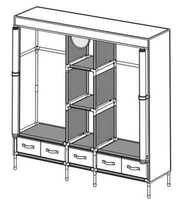 China Eco - Friendly Home General Use Customized Fabric Cloth Wardrobe With 5drawers for sale