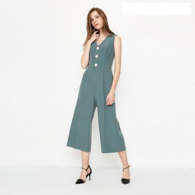 China 2021 Brands Designer Brands Jumpsuit Summer Luxury European Breathable Sleeveless Jumpsuits Overalls V-Neckline for sale