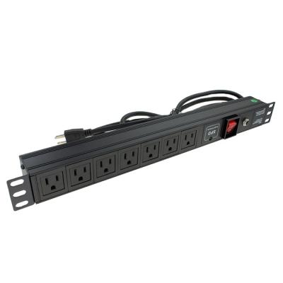 China Industrial Horizontal Installation US Series Power Strip 19inch Rack Mount PDU for sale