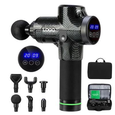 China 24v Body LCD Digital Speed ​​Adjustable Sport 30 Cloth Percussion Muscle Deep Massage Gun with custom logo Eva case dropshipping for sale