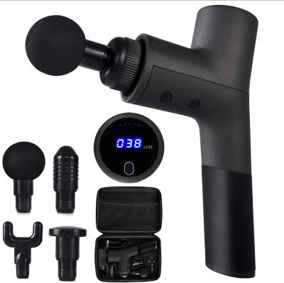 China Dropshipping Custom Logo 24V Body Vibrating Back Gun Body Percussion Massage Gun 5 Speed ​​LCD Screen Adjustable Deep Tissue Massager for sale