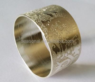 China Viable Wholesale Stock Fast Delivery Textured Chinese Style Napkin Rings Wedding Decoration Slivery Gift for sale