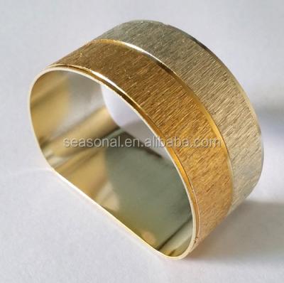 China Viable Wholesale Stock Fast Delivery Textured D Form Napkin Rings Wedding Decoration Gold And Slivery Gift for sale