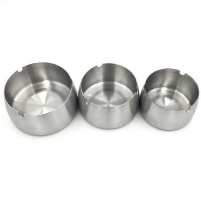 China Small Size Round Stainless Steel Metal Table Ashtray Home Stainless Steel Ashtray - S# for sale