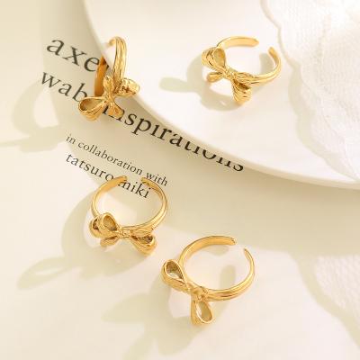 China High Quality Environmental Friendly Stainless Steel Butterfly Ring 18K Gold Plated Ring Jewelry For Ladies for sale