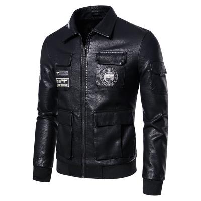 China Waterproof Custom Printed Three Dimensional Pockets Plus Size Fashion Outdoor Waterproof Motorcycle Color Men Leather Jacket for sale