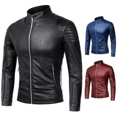 China Custom Motorcycle Plus Size Fashion Windproof Thick Slim Waterproof Men Leather Jacket Fashion for sale