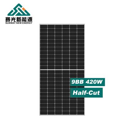 China 420 watt commercial bifacial solar panel cells panel with 166mm perc half cut solar cells OEM factory for sale