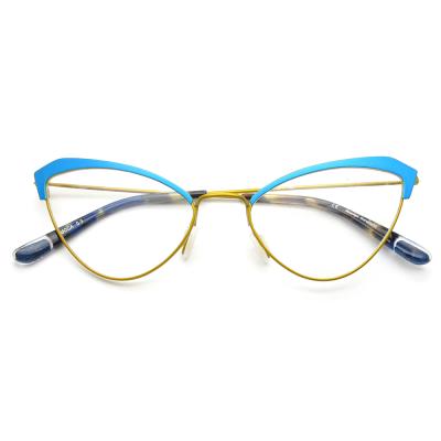 China Optical Frame Fashion Cat Eye Gold Metal Glasses Optical Frames for sale