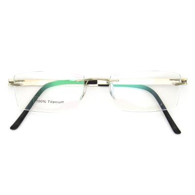 China Fashion Custom Titanium Men Optical Frame Logo Frame Rimless Glasses for sale