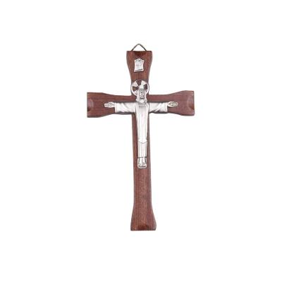 China Hanging Bronze Wooden Crucifix Jesus Christ Antique Silver Finish from Europe for sale