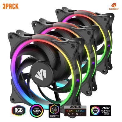 China ASIAHORSE Factory Wholesale Price FS-9001-3pack 6PINC RGB LED DC 12V Silent Revolution High Case Fan For Gamer Computer for sale