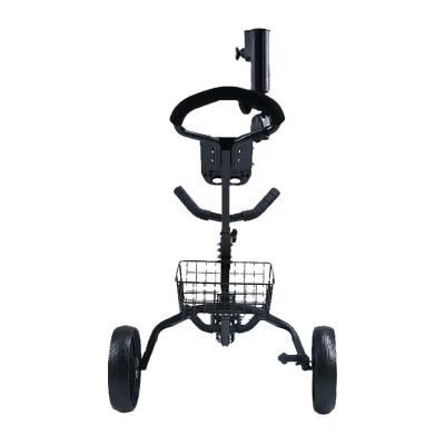 China Hot Sale One-Click Iron Structure Custom 3 Wheel Golf Trolley Push Trolley 3 Wheel Foldable Golf Cart for sale