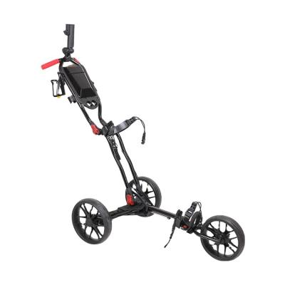 China Hot Sale Custom 3 Wheel One-Click Structure Foldable Aluminum Golf Trolley Push Trolley 3 Wheel Golf Cart for sale