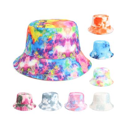 China HT-372 Fashion Wide Tie Dye Brim Image HT-372 Summer Reversible Printed Women Personalized Fashionable Bucket Hats Custom for sale