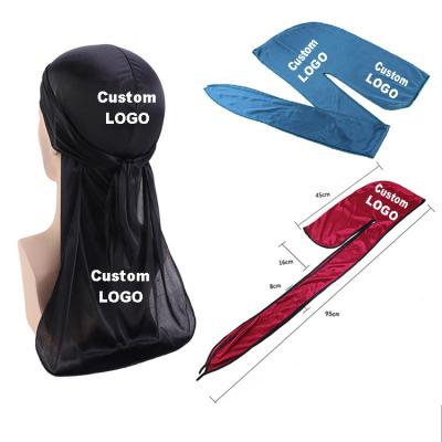 China H-001 Sound Swipe Long-tailed Pirate Hat Customized Logo Printed Hood Bling Long Hood Hair Silk Hood for sale