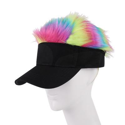 China HT-0098 Rainbow Sunblock Sunblock Hats Style Outdoor Sports COMMON Hot Wig One Piece Hat For Unisex for sale