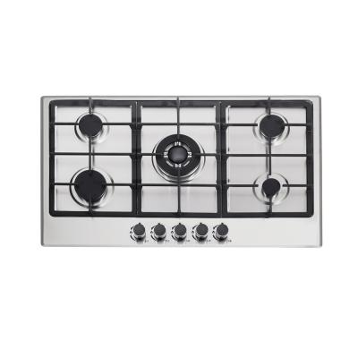 China Hotel pass CE Lpg/ng test built in 5 burner gas hob sabaf burner stove stainless built in gas cooktop for cooking appliances for sale