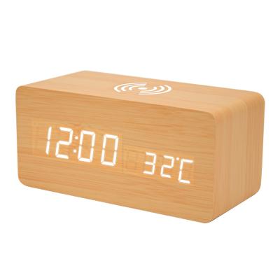 China Travel Antique Wooden Style Hotel Desk Alarm Clock for sale