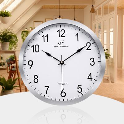 China Luxury Antique Style Metal Frame 12 Inch WIFI Controller Quartz Analog Aluminum Wall Clock for sale