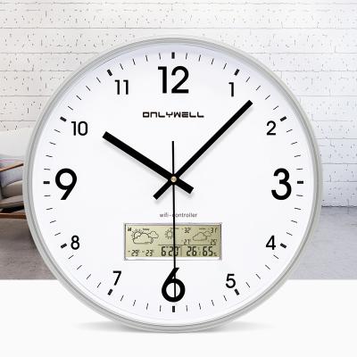 China Antique Style ABS Frame Around LCD Digital Wall Clock With Time Calendar Temperature Display for sale