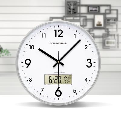 China 12 Inch LCD Plastic Calendar Wall Clock Smart WiFi Clock Radio With Temperature For Restaurant Or Library for sale