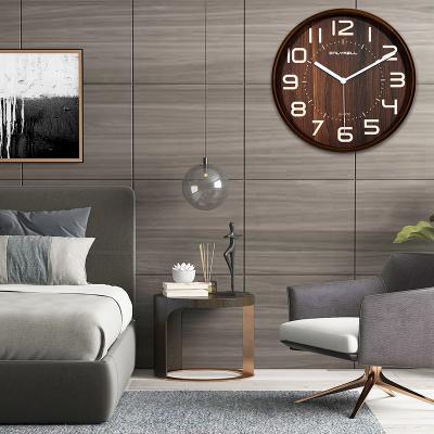 China Custom Modern Home Decorative Wood Wall Clock WIFI Controller Analog Analog Clock Radio OEM Logo for sale