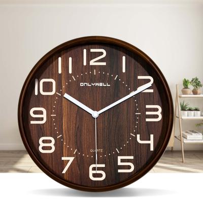 China 12 Inch Wall Clock WIFI Controller Analog Wooden Smart Clock Radio for Home Decor and Bedroom for sale