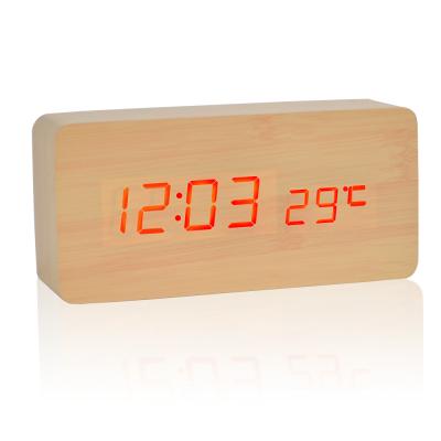 China Antique Style Wake Up Light Led Digital Clock Power Electronic Desktop Wood Alarm Clock / Battery LED Clock for sale