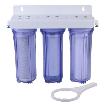 China Large Household Blue Water Filter Housing Three Stage Water Purifier Home Water Filter For Sediment Filter for sale