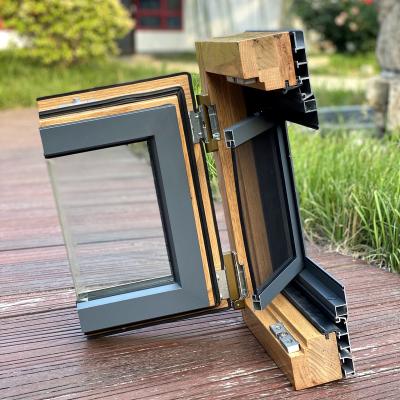 China Modern Style High Quality American Oak Aluminum Clad Wood Windows With Stainless Steel Window Screen for sale