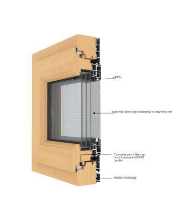 China Factory Supply Heat Insulation Water Proof Modern Durable Aluminum Pine Wood Clad Windows Double Glazing / Triple Stained Glass for sale