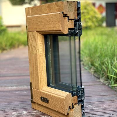 China Modern 115 mm New Design Oak Aluminum Clad Wood Windows With Stainless Steel Window Screen for sale