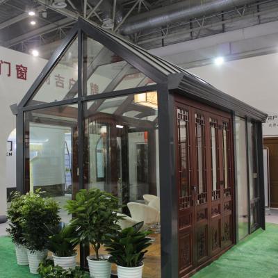 China Swing Wooden Double Glazing Aluminum Clad Glass Gazebo , Aluminum Alloy Frame Material Aluminum Garden Sunroom for sale