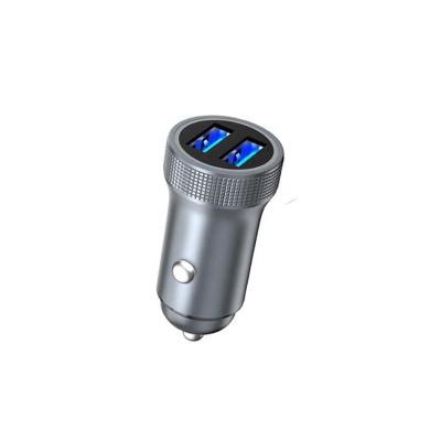 China Aluminum Alloy 5V2.4A Dual Usb Car Charger For Mobile Phone Aluminum Alloy Dual USB Car Charger Adapter For Mobile Phone 2USB 2.4A Fast Charging In the car for sale