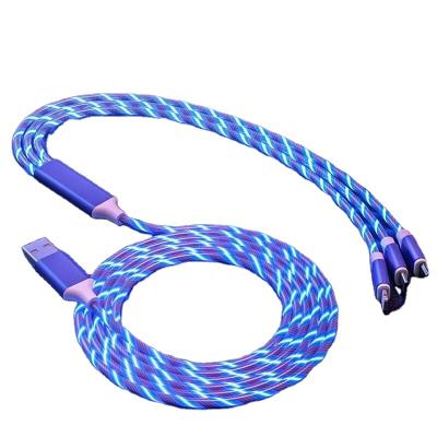 China Hot Sale Mobile Phone LED Light 1.2M 3 in 1 Aluminum Alloy USB Cable for sale