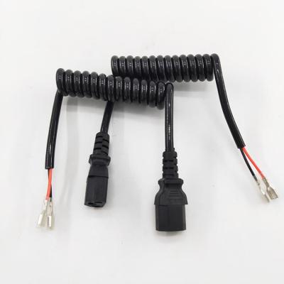 China Custom Computer US Standard 3 Pin Plug IEC C13 Connector Spring Cord Cable Wire for sale