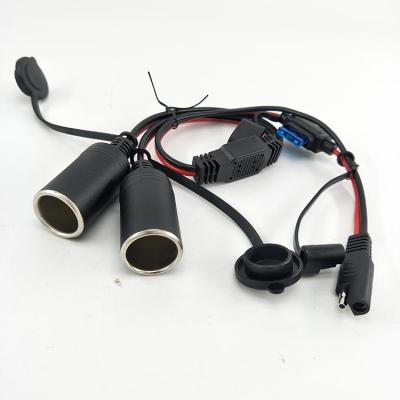 China Powerhouse 12V 24V Heavy Duty Cigarette Lighter Quick Release 2 Female Plugs To SAE Cable for sale